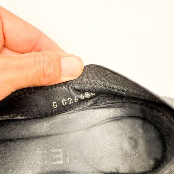 Chanel CC Cap Toe Ballet Flats Black Leather EU 37 US 6-6.5 - Picture 13 of 15